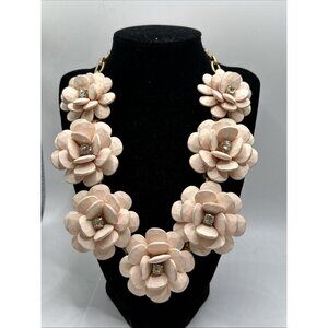 J.Crew Floral Burst Rhinestone Statement Necklace in Blush Pink Brass 18” 2”ext